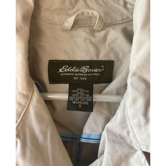 Eddie Bauer Women's‎ Belted Trench Coat Beige Small 100% Cotton - Picture 4 of 6